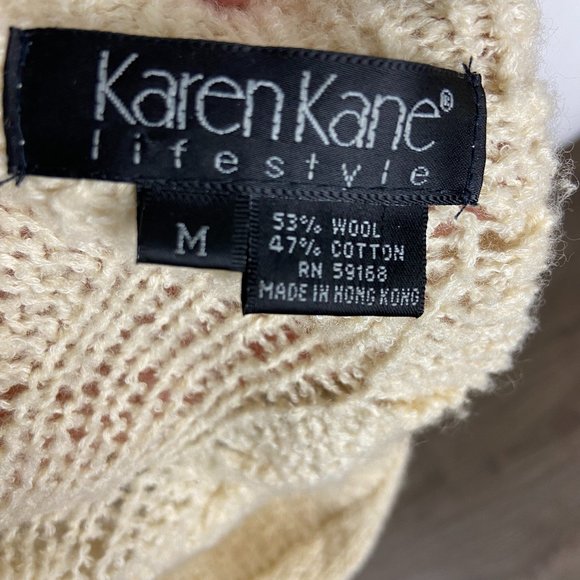 Vintage Wool Cotton Knit Sweater Cardigan Cable Made in Hong Kong - Picture 7 of 7